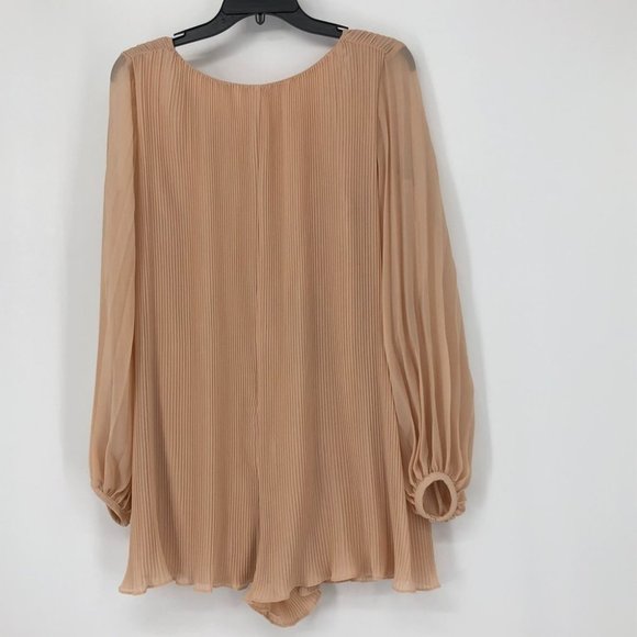 NWT Zara peach pleated parachute sheer sleeve Romper size small - Picture 2 of 15